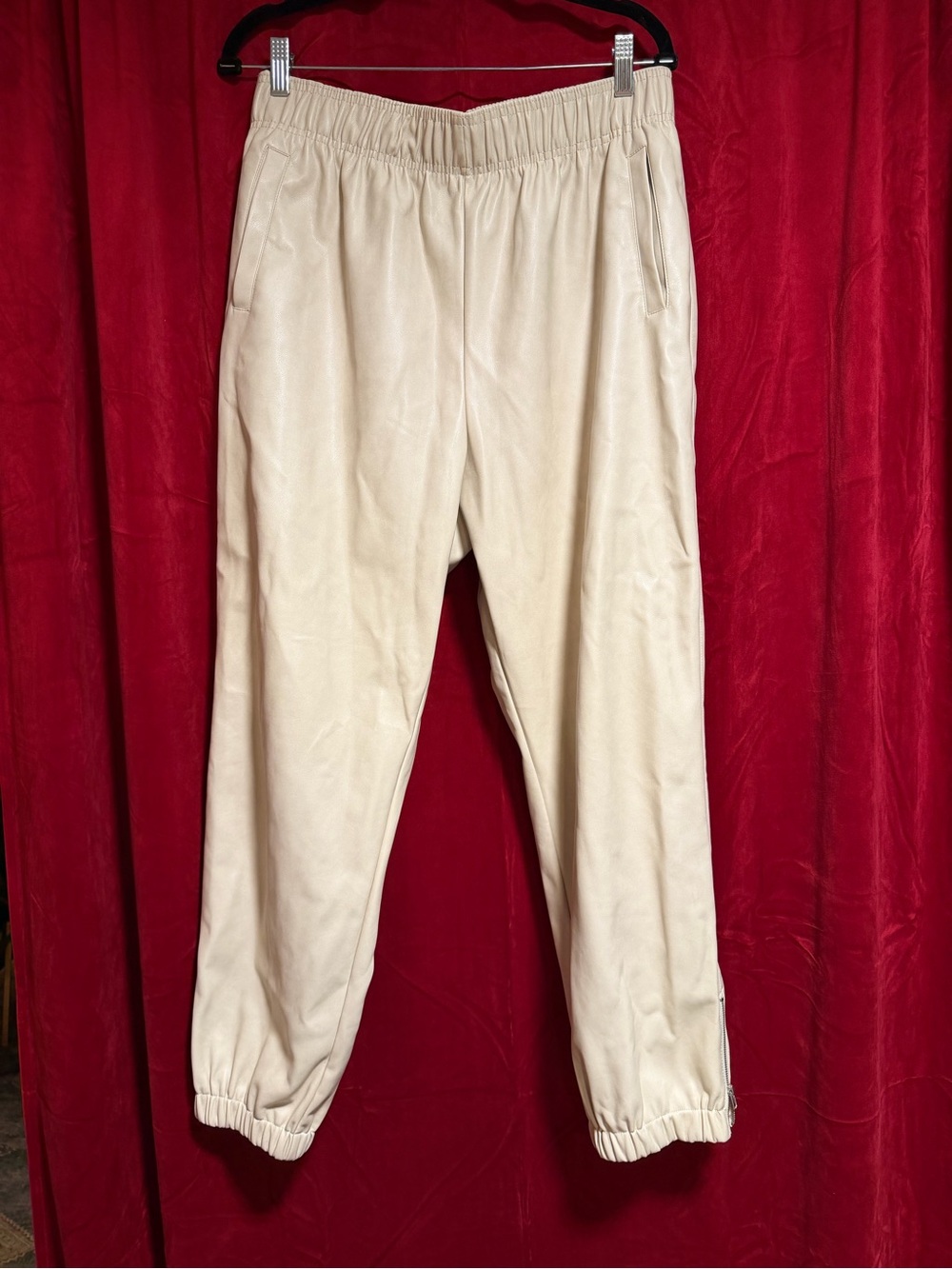 Ave. Les Files Anthropology L Cream Elastic-Waist Jogger Pants